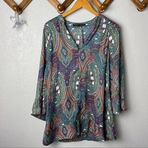 Zara long sleeve paisley print tunic